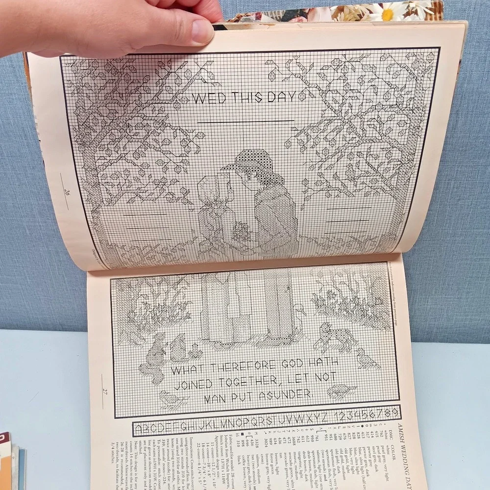 Country Stitch Magazine July 1989 Vol 2 No 1 Amish Wedding Cross Stitch Patterns